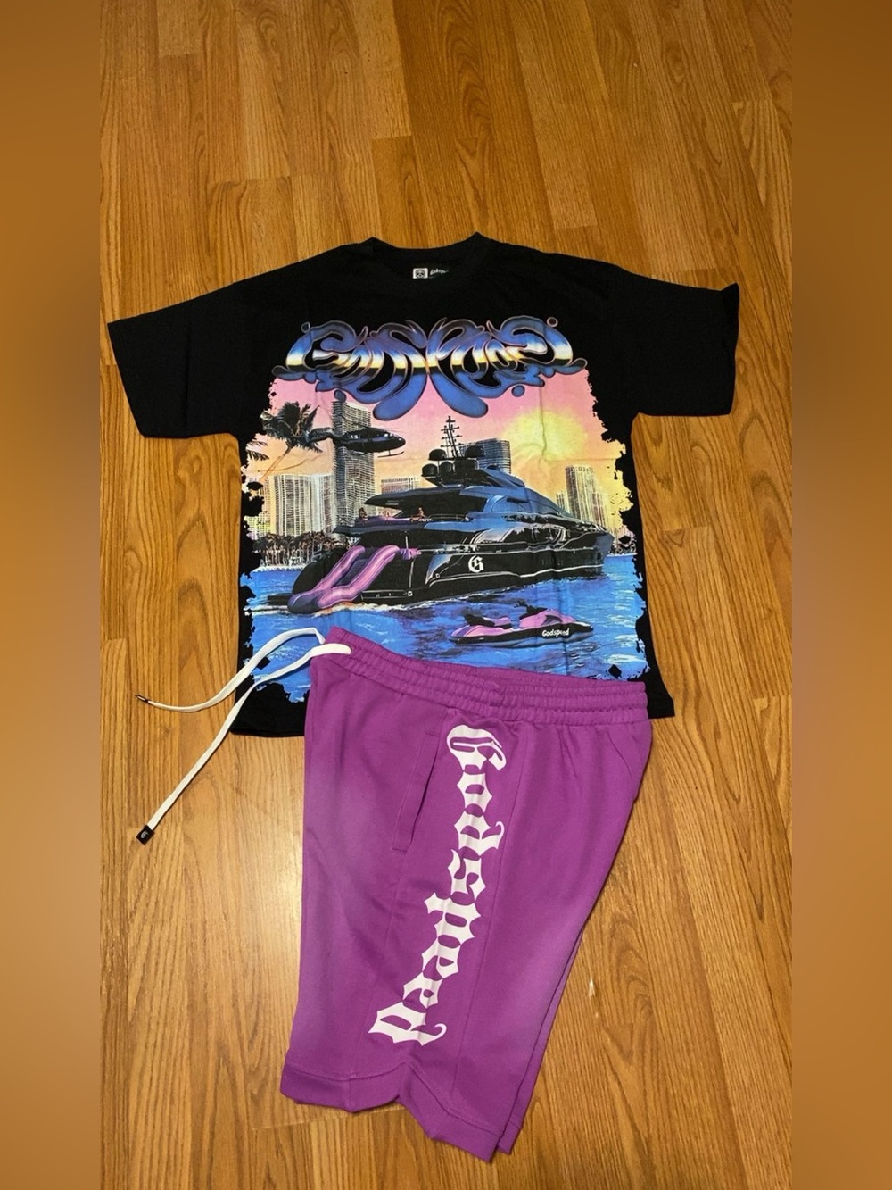Men's Godspeed Graphic Tee & Purple Shorts Set